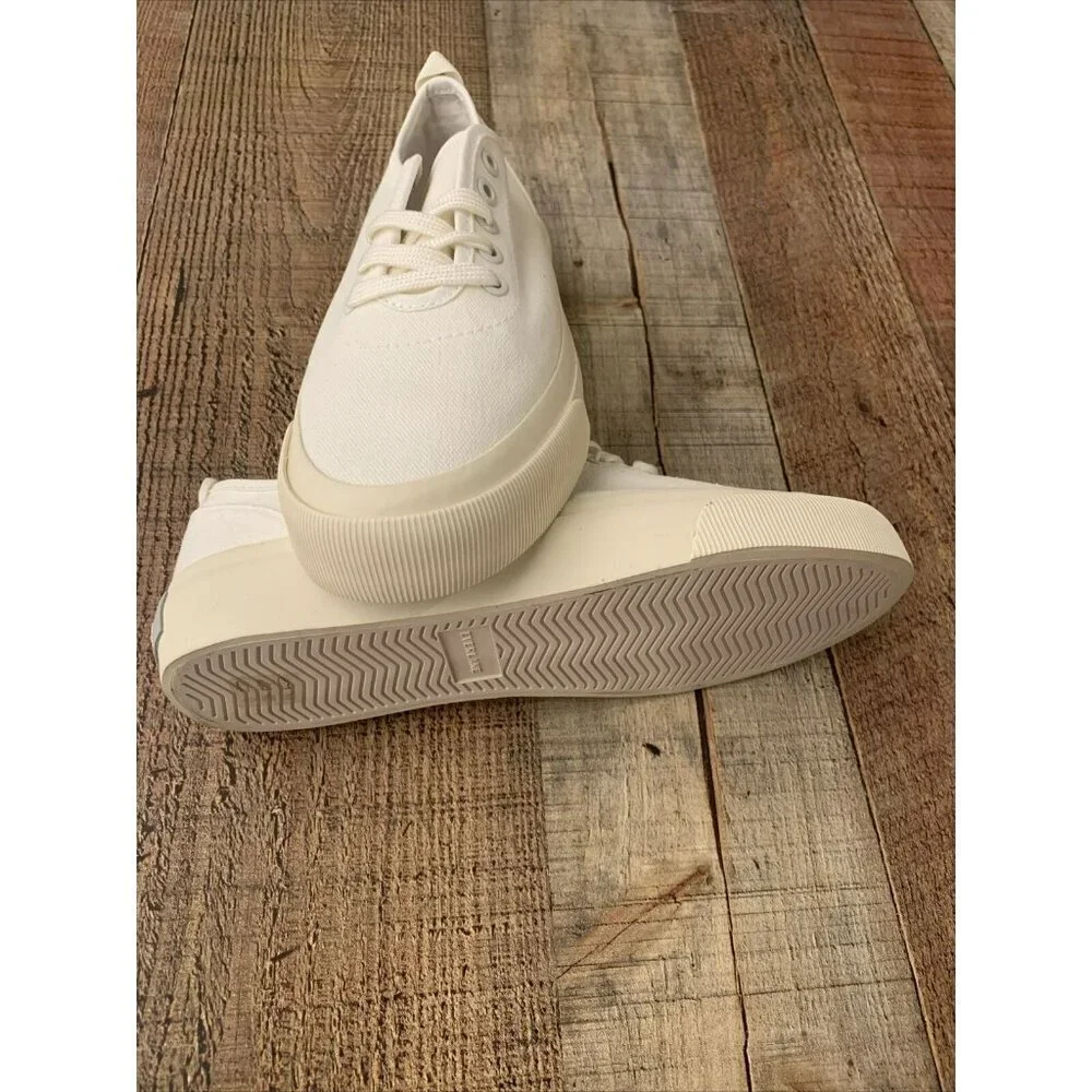 NEW Everlane White Cotton Sneakers Unisex Sz 5W/3M - Picture 5 of 7